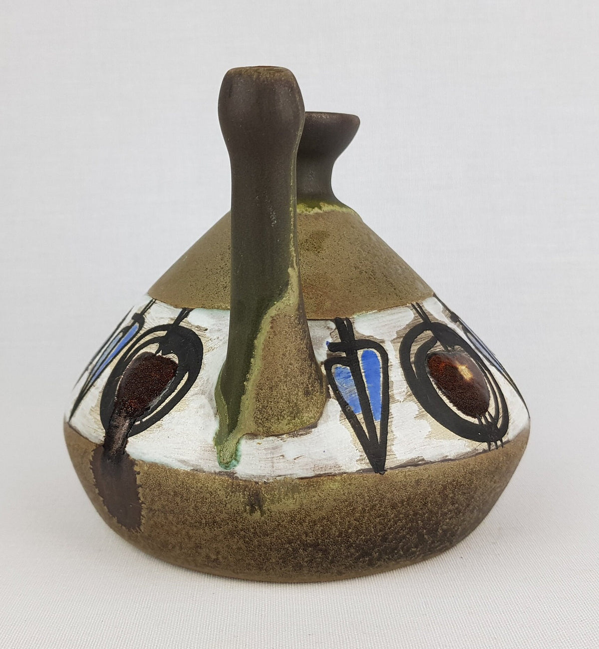 Vintage CERAMANO Ceramic Watering can, ''Manzana'' decor West German Pottery 1960s