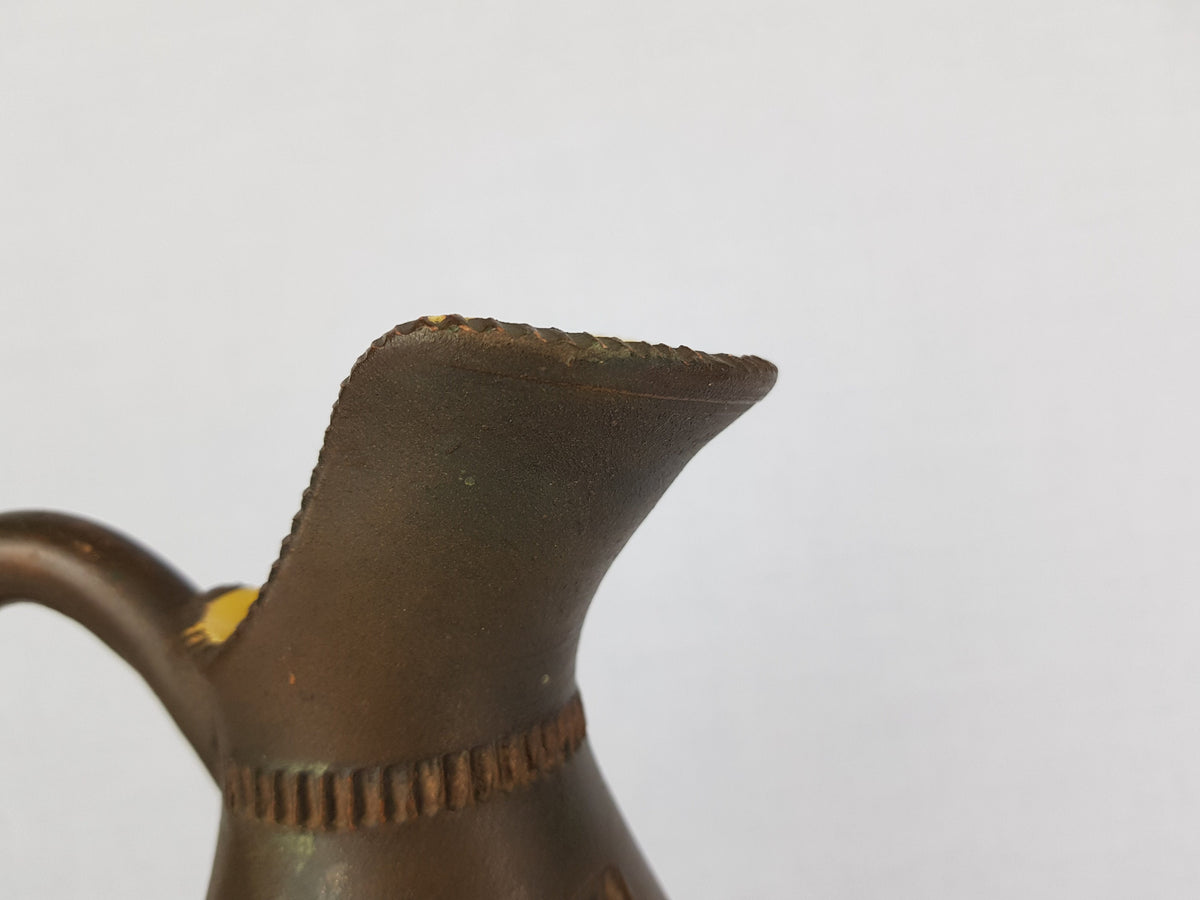 Vintage FRATELLI FANCIULACCI Handled Jug Vase with Egyptian decor 1960-70