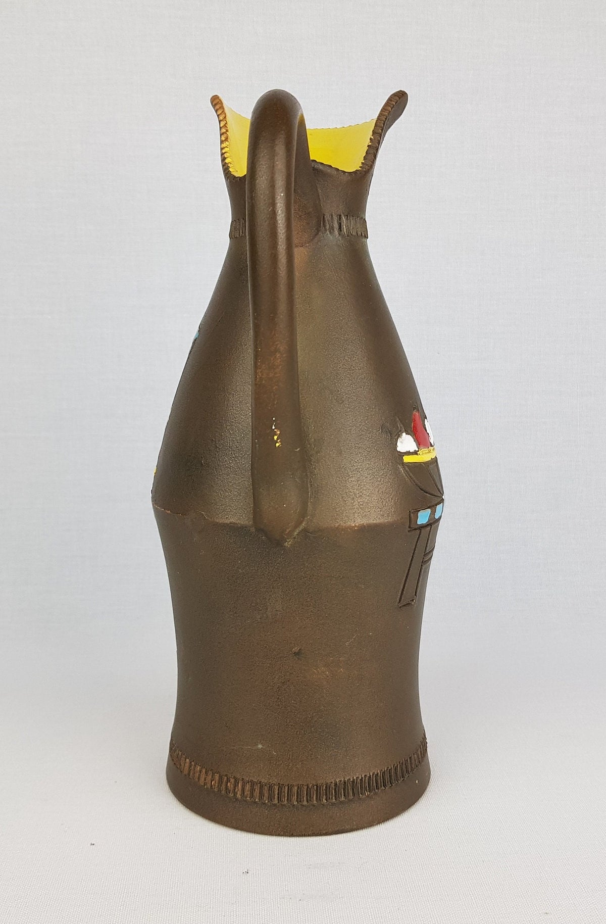 Vintage FRATELLI FANCIULACCI Handled Jug Vase with Egyptian decor 1960-70