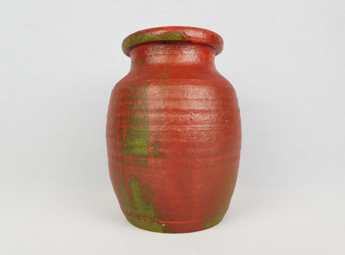 Vintage DUTCH STUDIO POTTERY Mobach Style Red Vase from 1960s 1970s