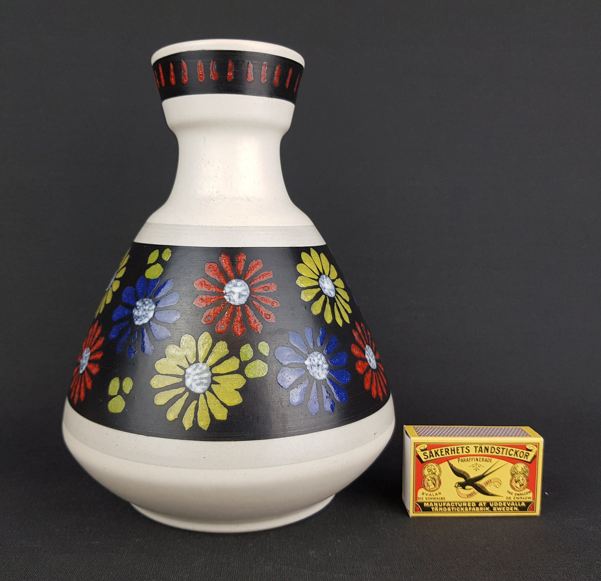 Vintage DÜMLER & BREIDEN Keramik Vase with flower decor 128-20 West German Pottery 1960s 1970s