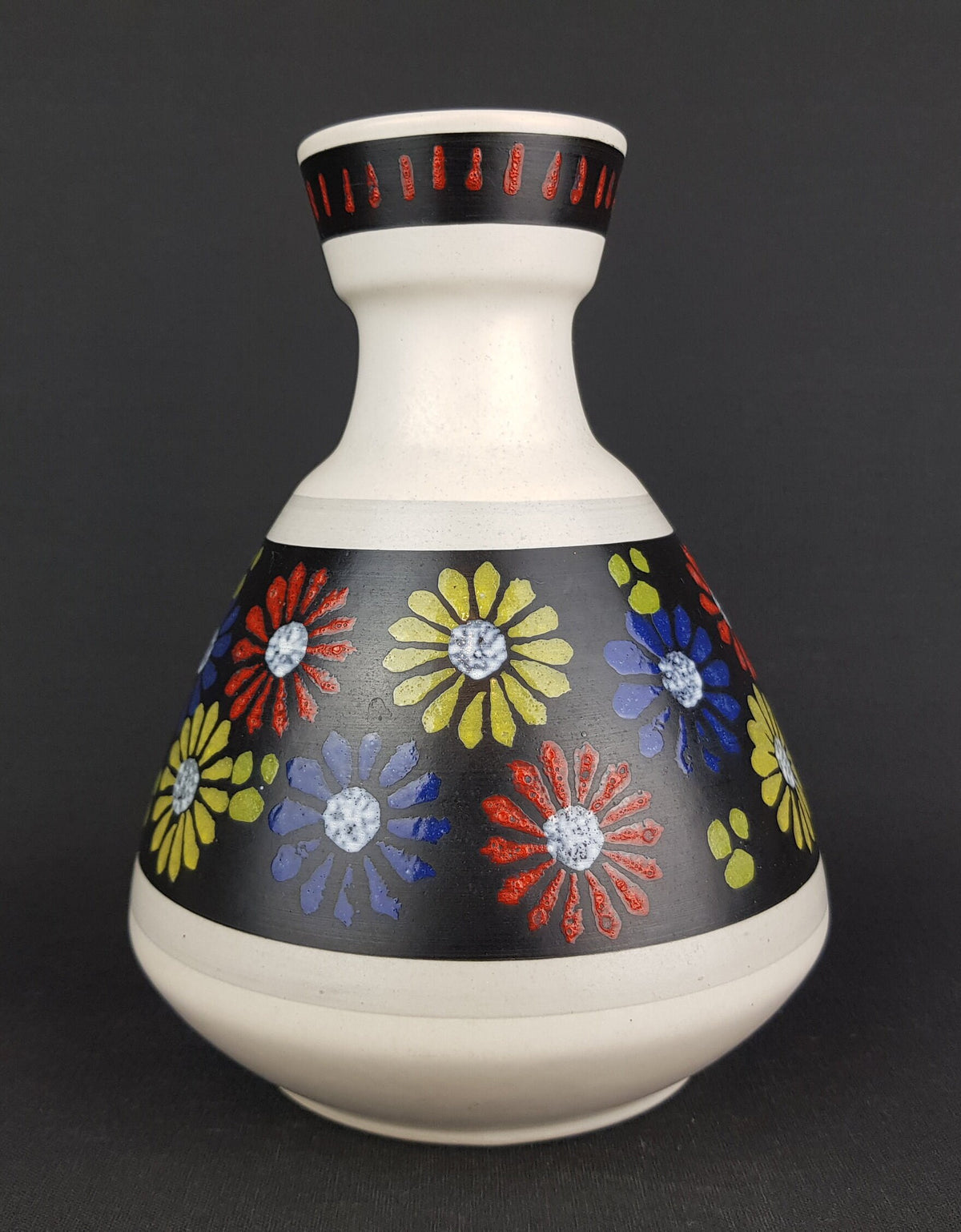 Vintage DÜMLER & BREIDEN Keramik Vase with flower decor 128-20 West German Pottery 1960s 1970s