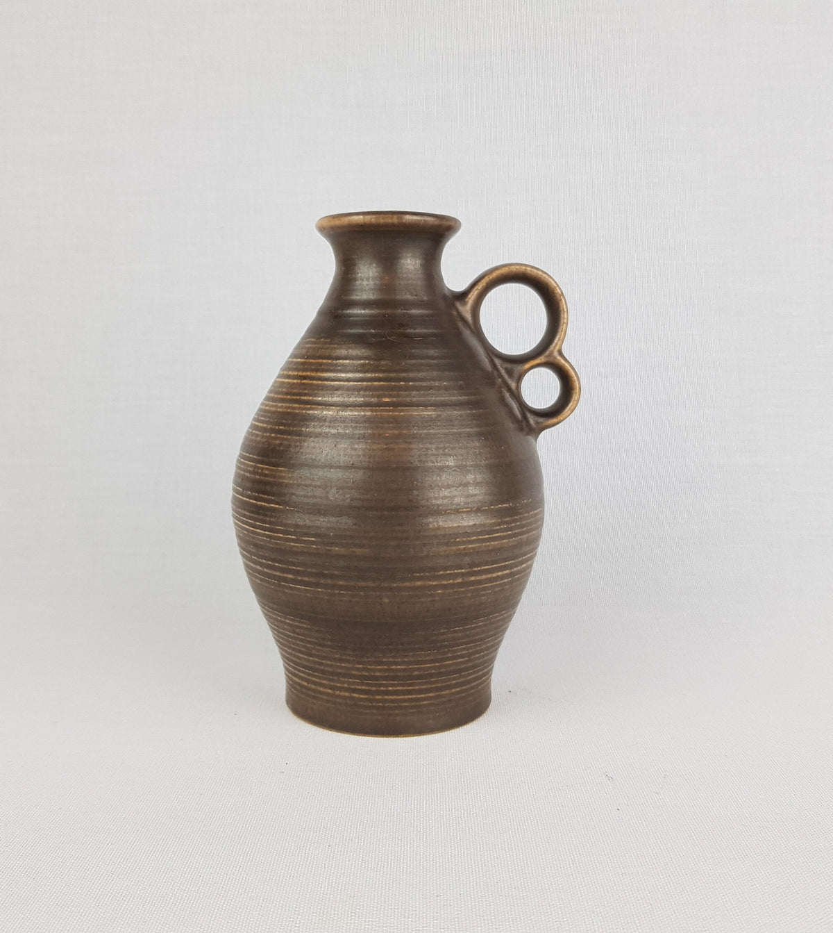 Vintage STEULER KERAMIK Handled Brown Vase 660-15 West German Pottery 1960s Fat Lava Era