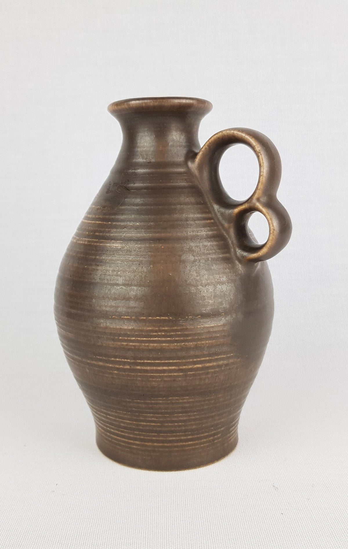 Vintage STEULER KERAMIK Handled Brown Vase 660-15 West German Pottery 1960s Fat Lava Era