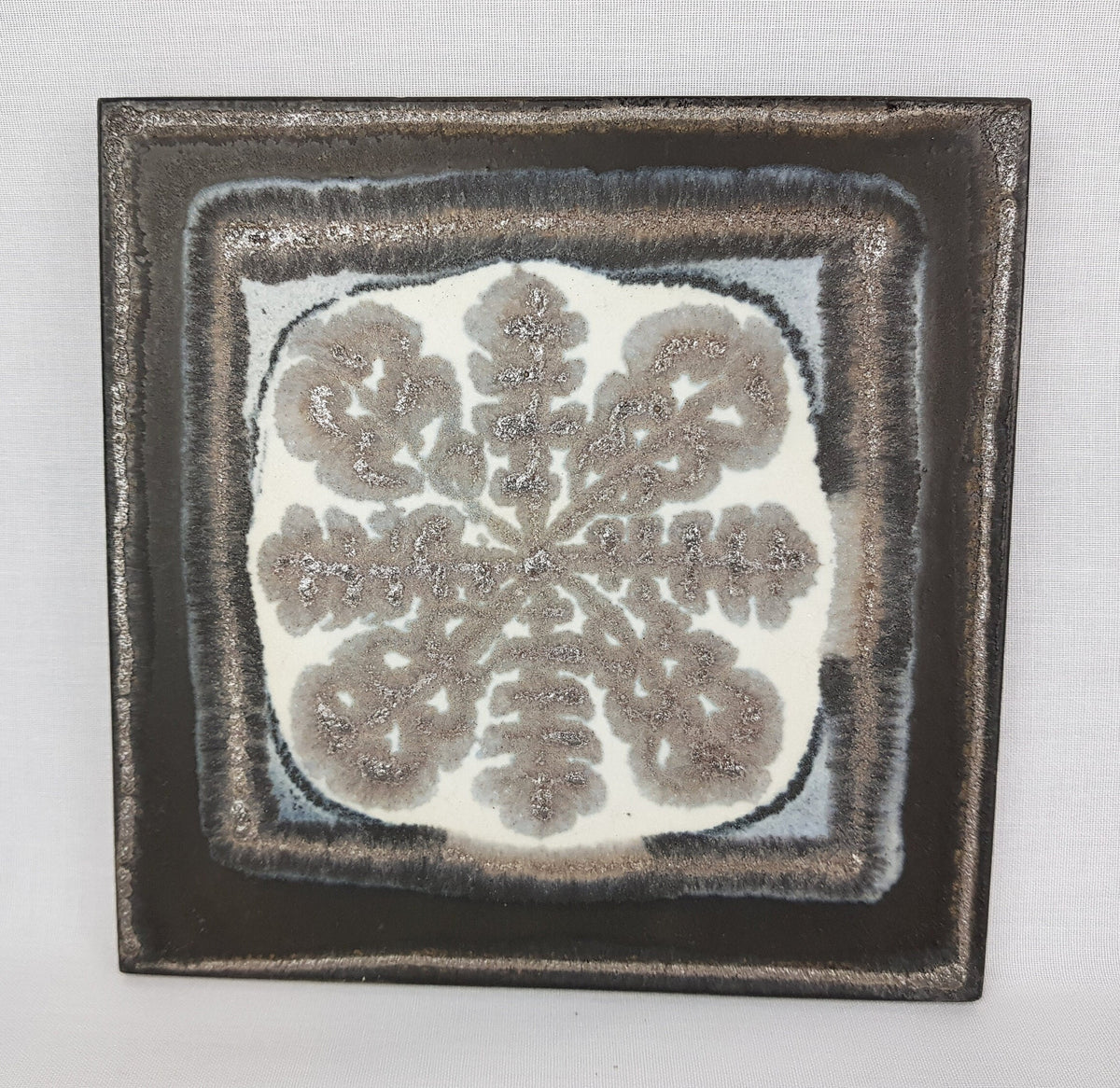 Set of 3 Vintage HUTSCHENREUTHER Grey Square Wall Plate Designed By Renee Neue West German Pottery 1974s