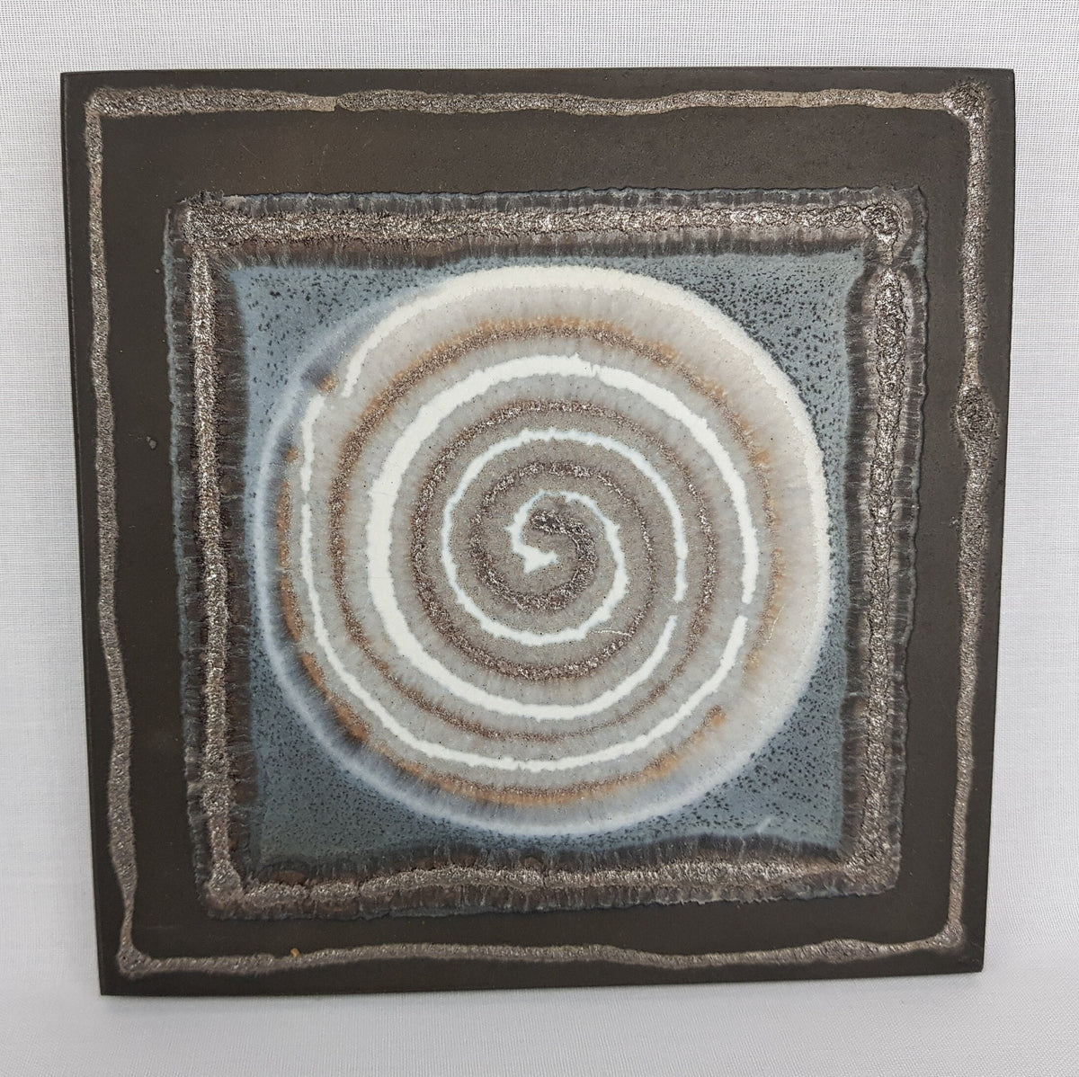 Set of 3 Vintage HUTSCHENREUTHER Grey Square Wall Plate Designed By Renee Neue West German Pottery 1974s