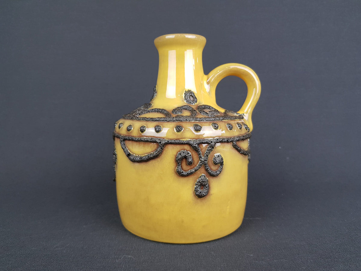 Vintage MAREI KERAMIK Yellow Jug Vase 4300 with Fat Lava Decor West German Pottery 1960s