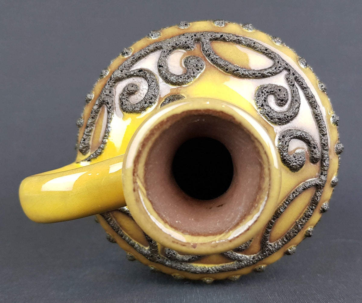 Vintage MAREI KERAMIK Yellow Jug Vase 4300 with Fat Lava Decor West German Pottery 1960s