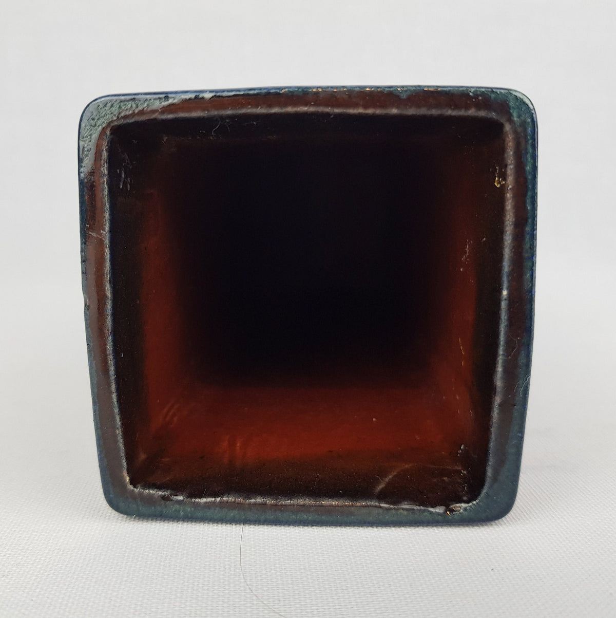 Vintage SCHLOSSBERG Ceramic Blue Rectangular Vase 298-20 West German Pottery 1970s