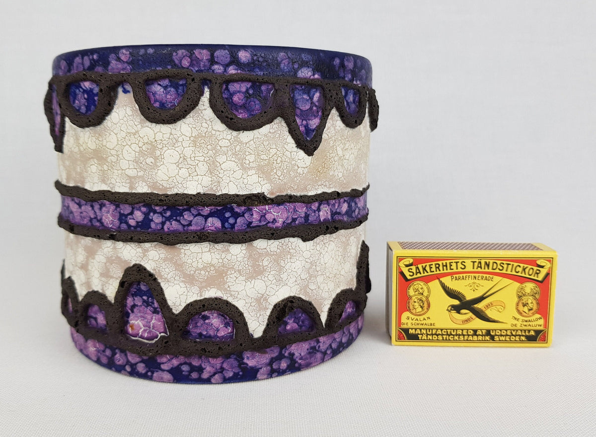 Vintage MAREI KERAMIK Fat Lava Planter / Flower Pot with Purple Tower decor West German Pottery 1970s