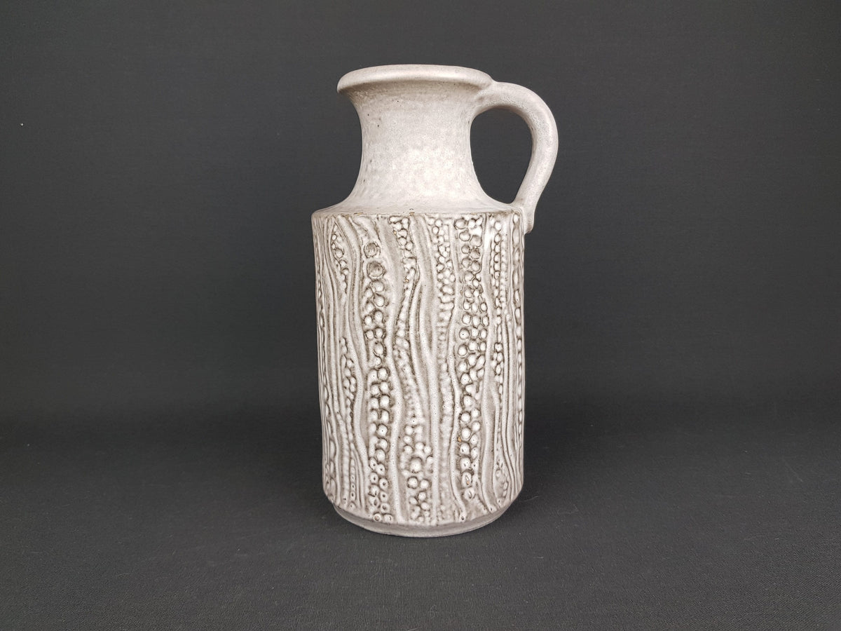 Vintage CARSTENS TÖPFEREI KERAMIK Brown and Beige Handled Vase, with Reptile decor, 7653-25 West German Pottery Fat Lava Era 1960s