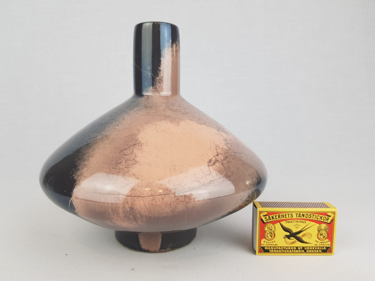 Vintage OTTO Keramik Pink Grey UFO vase, West German Pottery 1970-80s