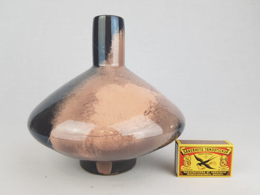Vintage OTTO Keramik Pink Grey UFO vase, West German Pottery 1970-80s