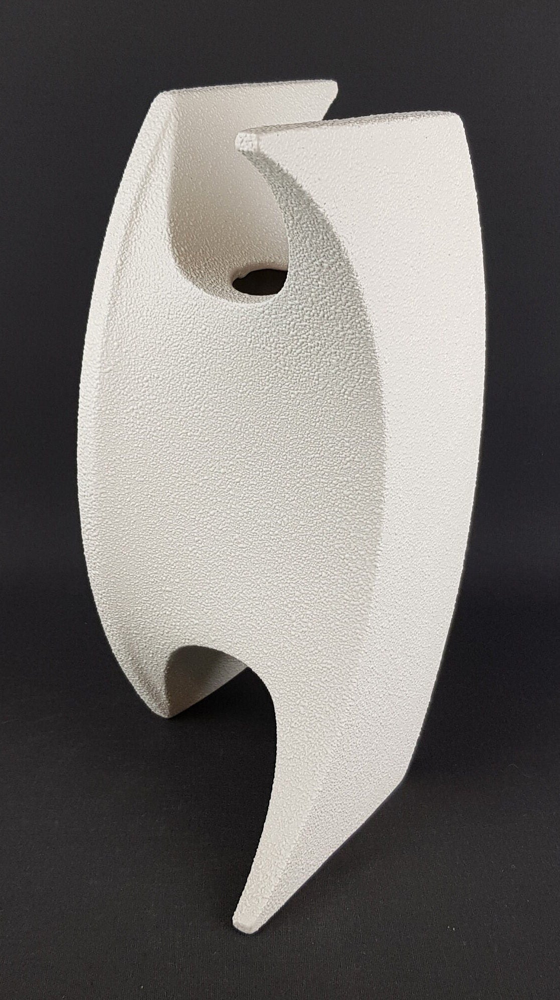Vintage BERTONCELLO - ROBERTO RIGON White Wave Vase "Sasso Bianco"decor 939 Italian Pottery 1980-1990s