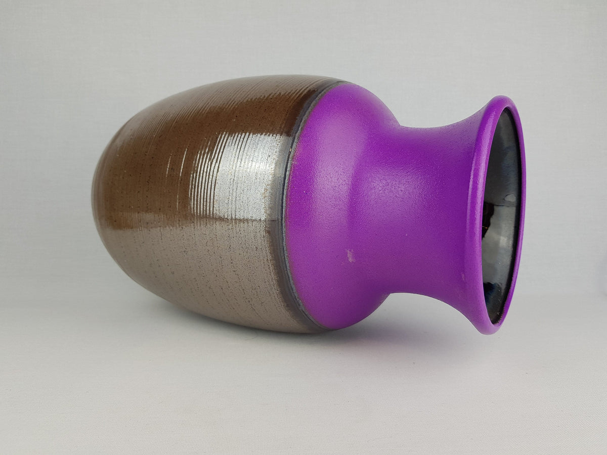 Vintage DÜMLER & BREIDEN Brown Copper and Purple Floor Vase 117-36 West German Pottery 1970s