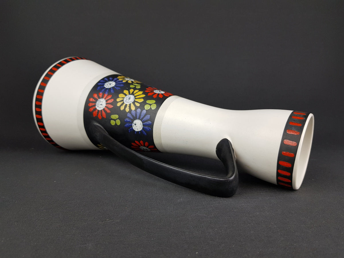 Vintage DÜMLER & BREIDEN Keramik Handled Vase with flower decor 330-35 West German Pottery 1950's