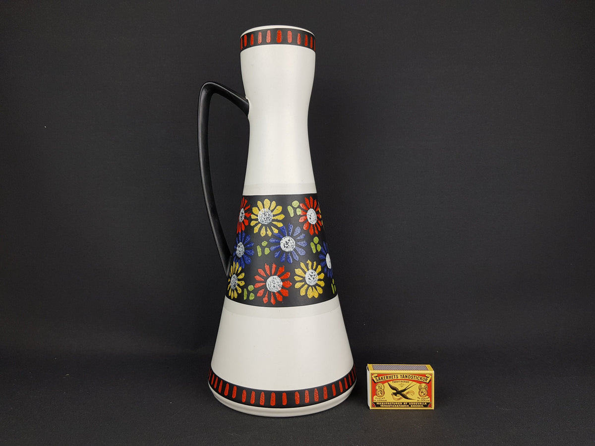 Vintage DÜMLER & BREIDEN Keramik Handled Vase with flower decor 330-35 West German Pottery 1950's