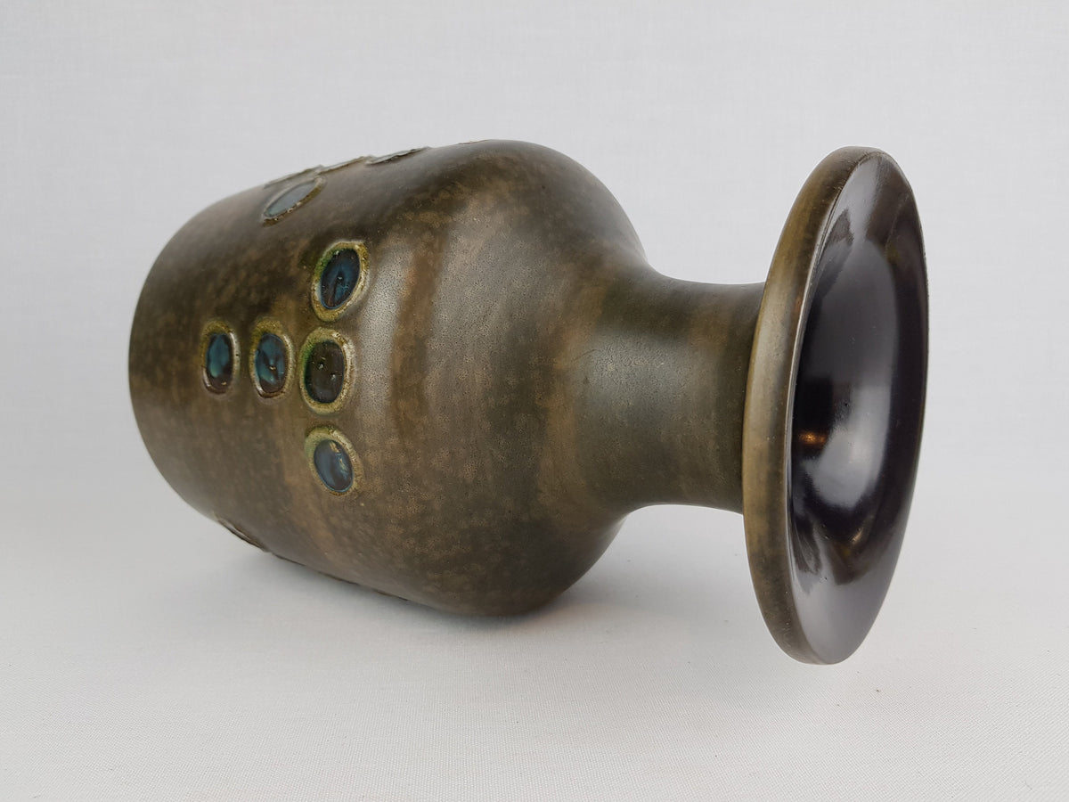 Vintage KERUSKA KERAMIK Vase with Turmalin Decor 204 Studio Art Pottery 1960s Ceramano Style