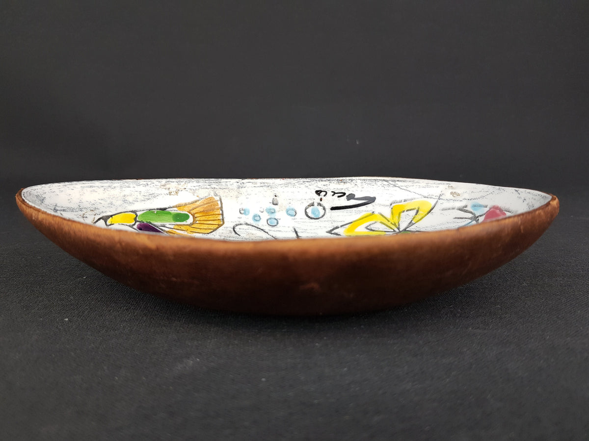 Vintage COCCIO White and Blue dish/ bowl with Hand Painted Fishes Italian Collectible Pottery 1950-60