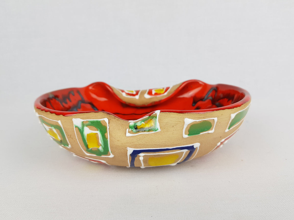 Vintage ITALIAN CERAMIC POTTERY Folded Bowl Italian Art 1960 1970s