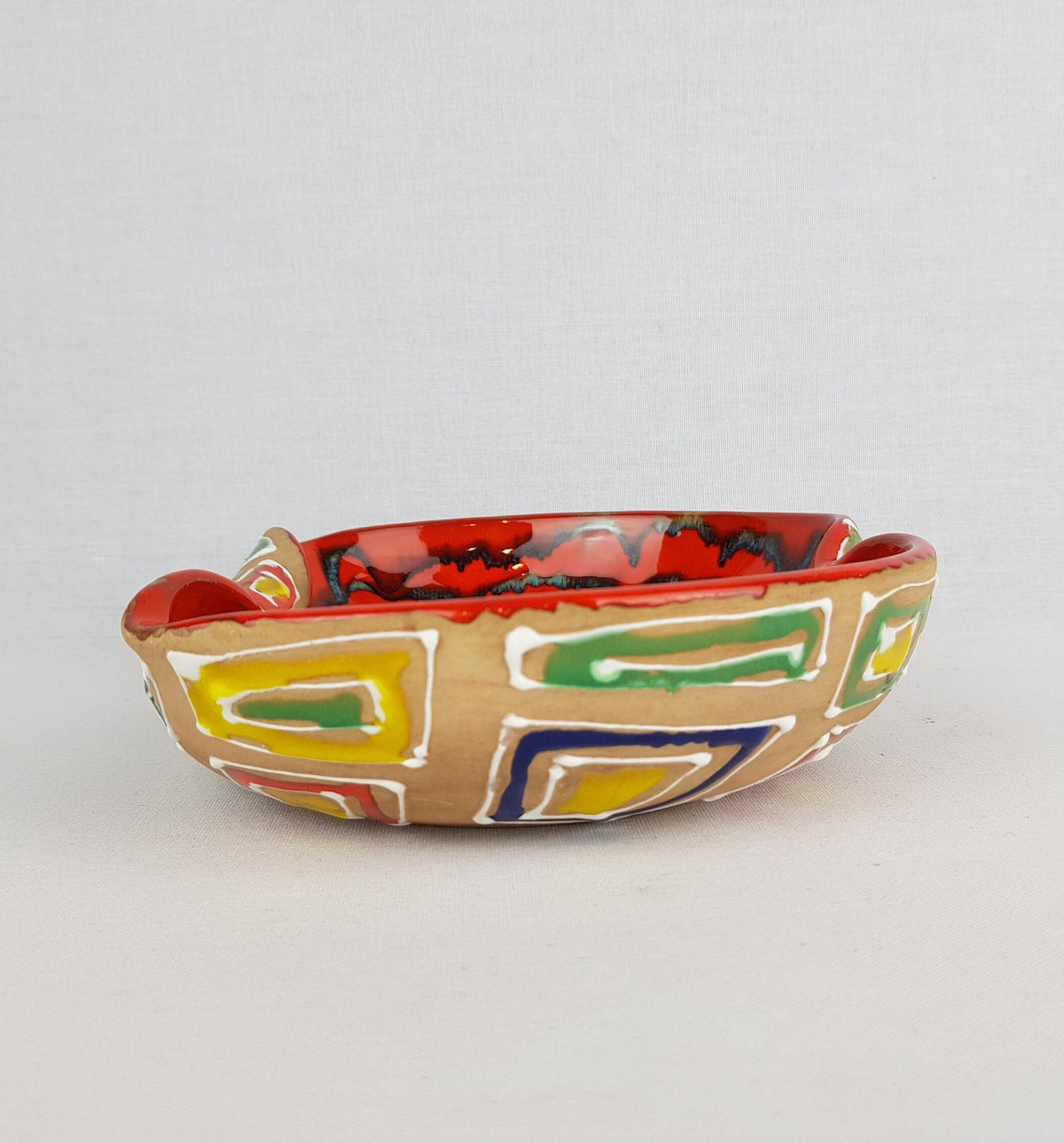 Vintage ITALIAN CERAMIC POTTERY Folded Bowl Italian Art 1960 1970s