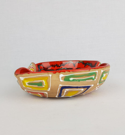 Vintage ITALIAN CERAMIC POTTERY Folded Bowl Italian Art 1960 1970s