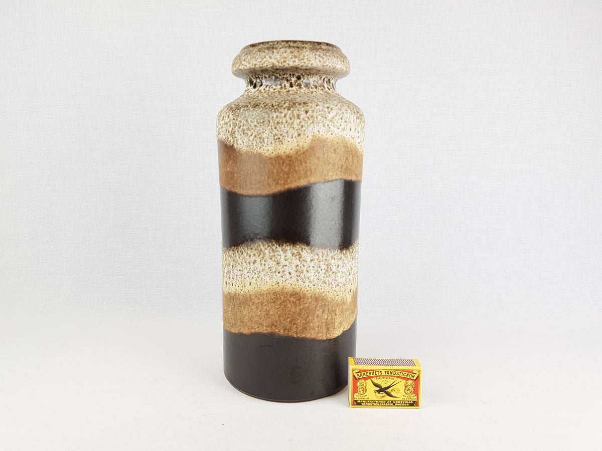 Vintage SCHEURICH KERAMIK Brown and Beige Fat Lava Vase 517-30 West Geman Pottery 1970s