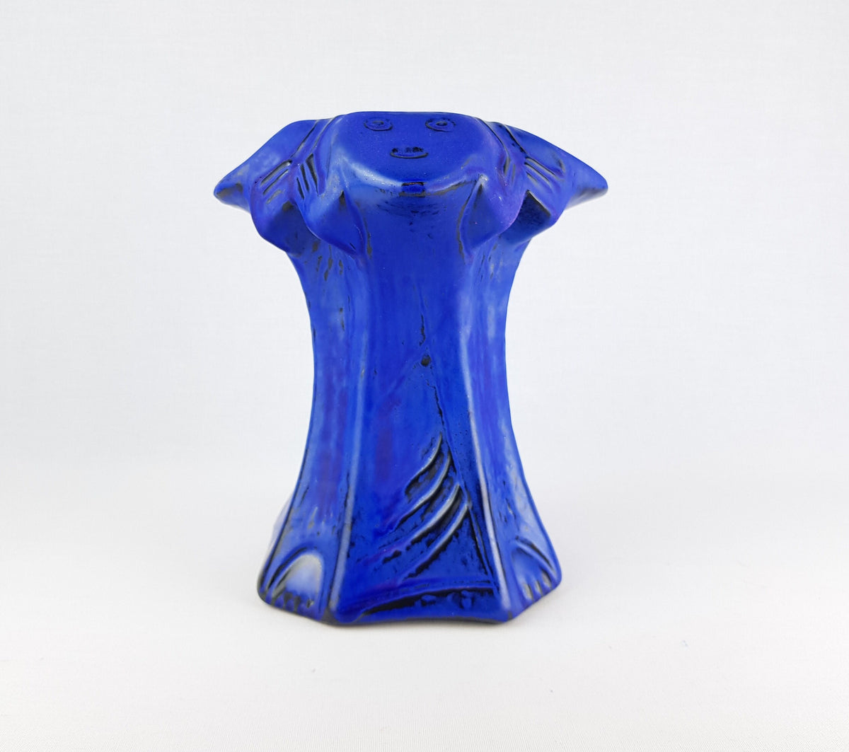 RARE Vintage CARSTENS TONNIESHOF Stylish Ink Blue Candle Holder West German Pottery 1960s