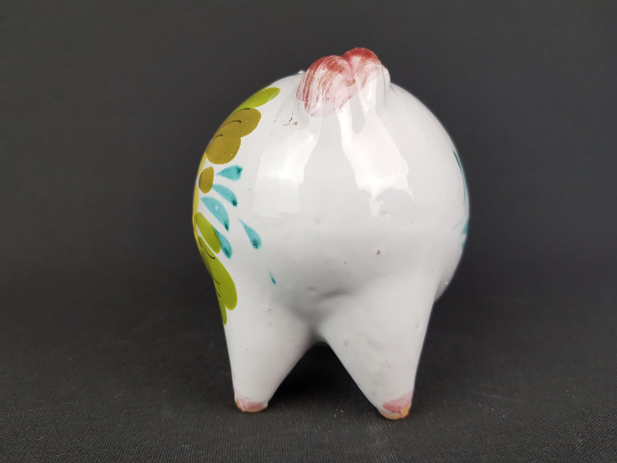 Vintage Italian Money Piggy Bank with Flowery decor Italy Ceramic attr. to FRATELLI FANCIULLACCI Fat Lava Era '60s-'70s