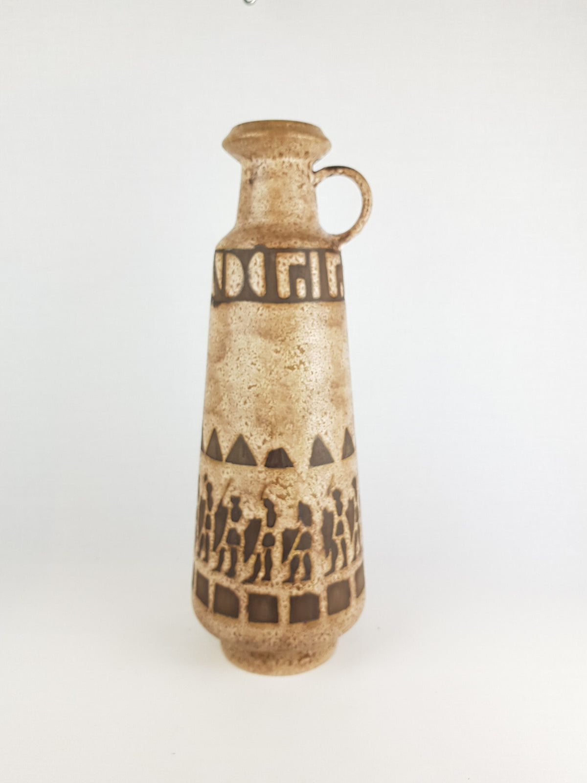Vintage XL CERAMANO Floor Vase with Agina Decor by Hanns Welling, West German Pottery 1950s
