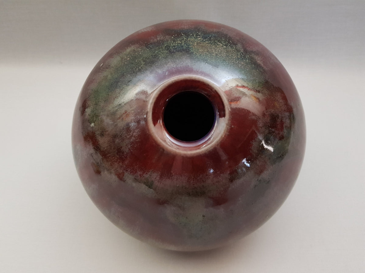 Vintage WENDELIN STAHL Purple, Grey and Green Vase Studio Pottery From West Germany 1960s