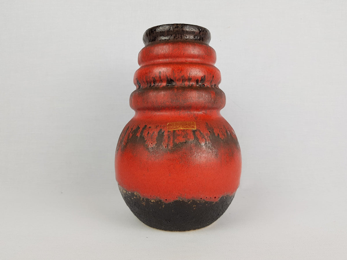 Vintage SCHEURICH KERAMIK Red and Brown Vase Wien Serie 485-22 West German Pottery 1970s