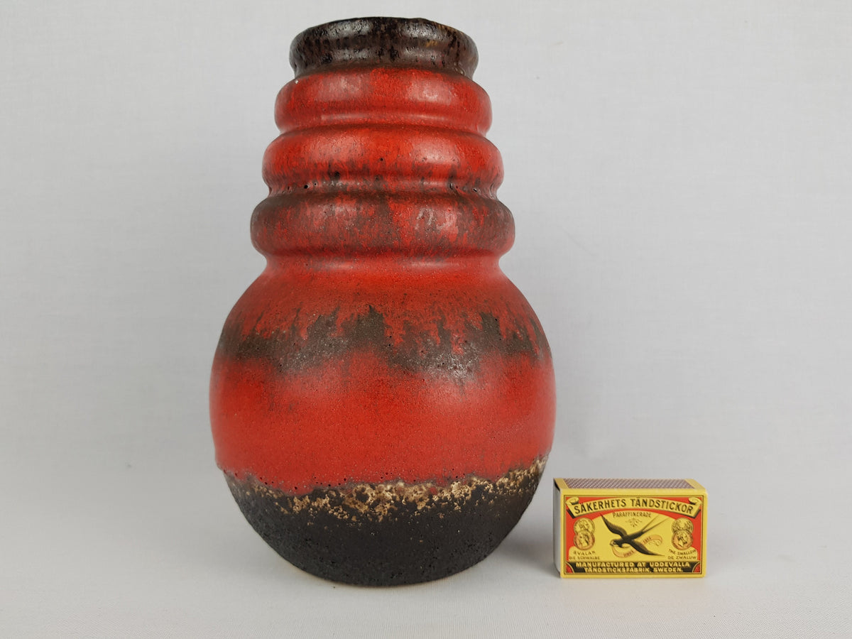 Vintage SCHEURICH KERAMIK Red and Brown Vase Wien Serie 485-22 West German Pottery 1970s