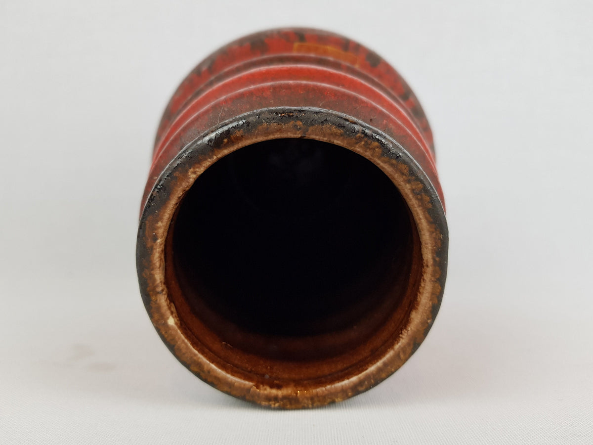 Vintage SCHEURICH KERAMIK Red and Brown Vase Wien Serie 485-22 West German Pottery 1970s