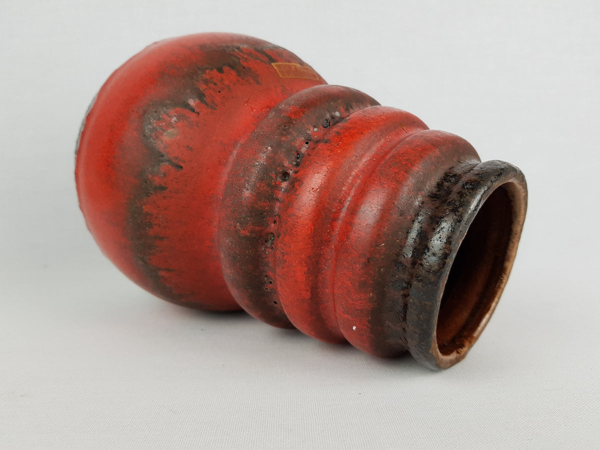 Vintage SCHEURICH KERAMIK Red and Brown Vase Wien Serie 485-22 West German Pottery 1970s