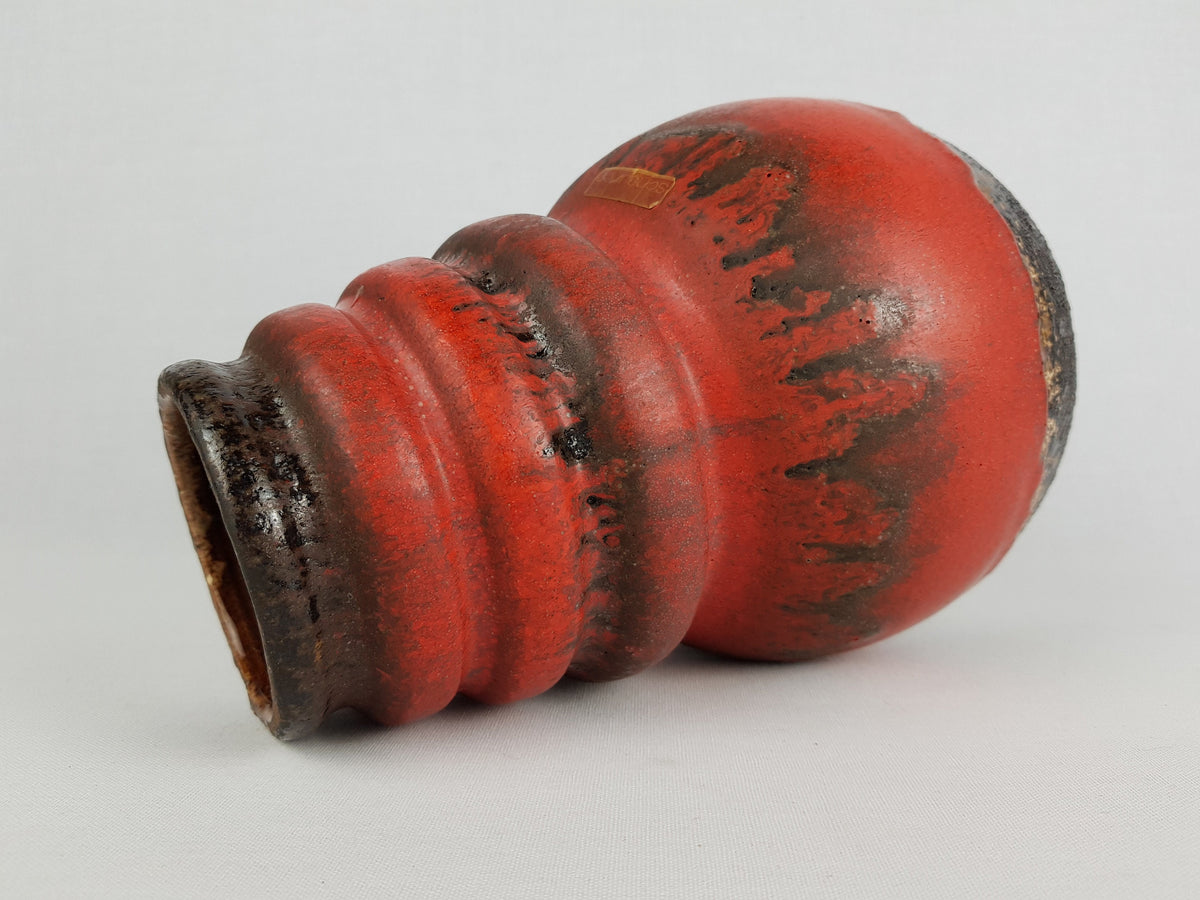 Vintage SCHEURICH KERAMIK Red and Brown Vase Wien Serie 485-22 West German Pottery 1970s