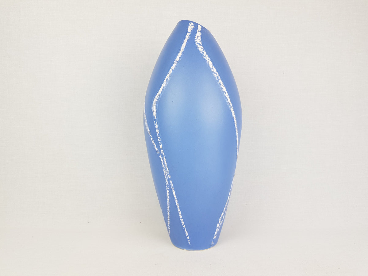 Vintage SCHLOSSBERG KERAMIK Blue and White Vase with AZUR Decor West German Pottery 1950s