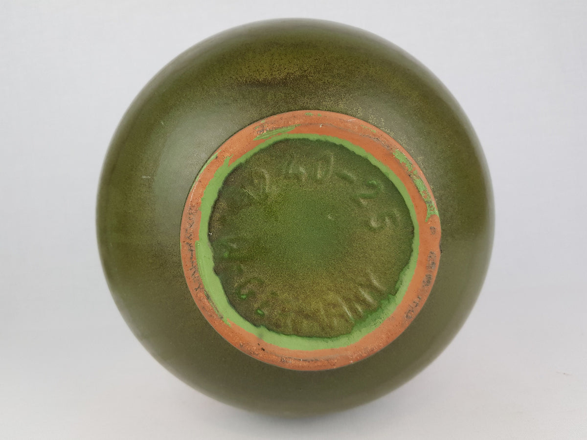 Vintage CARSTENS KERAMIK Matte Green and Red Ball Vase 1240-25 West German Pottery 1960s