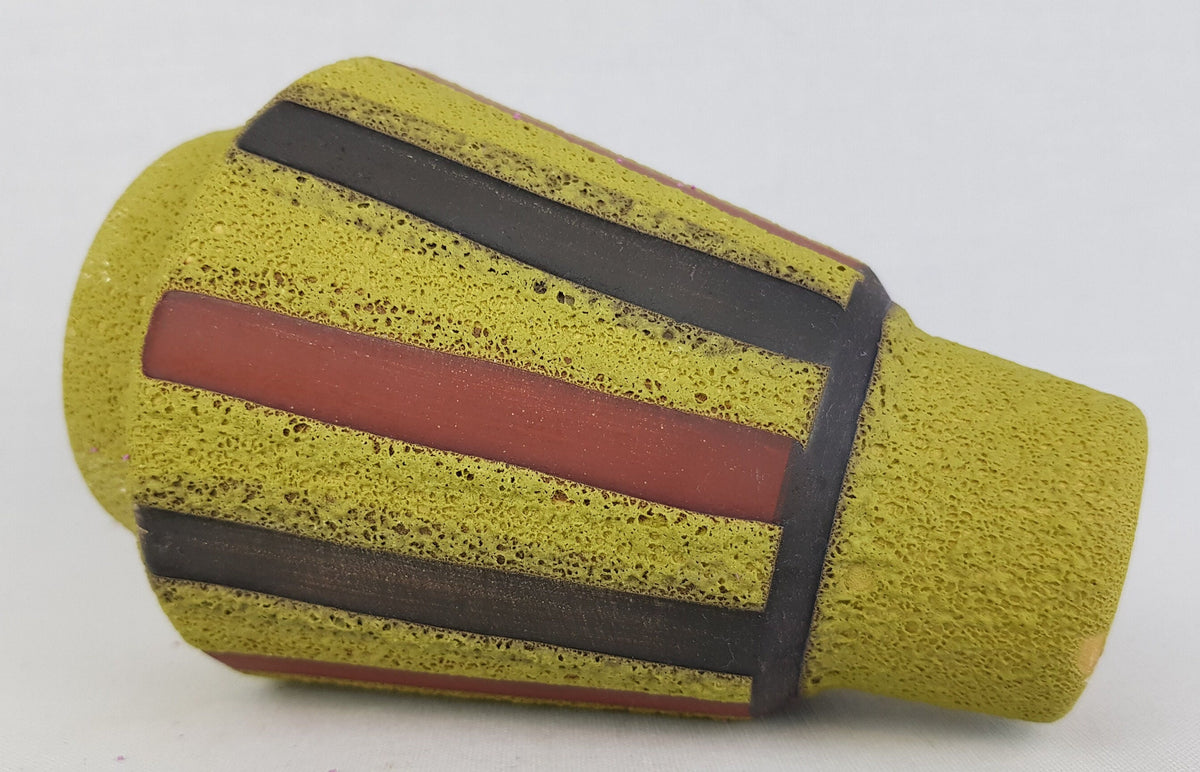 Vintage ES Keramik Yellow Rough Glazed Striped Vase 624-15 West German Pottery 1960s