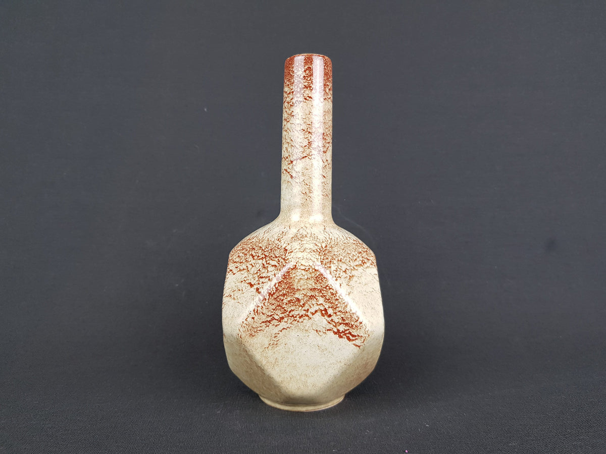 Vintage BERTONCELLO Long Neck Vase with 'Screziato Havana" Glaze Italian Pottery 1960s