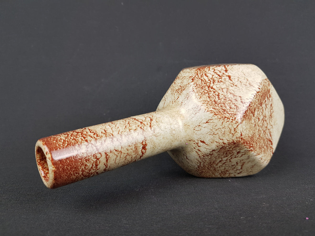 Vintage BERTONCELLO Long Neck Vase with 'Screziato Havana" Glaze Italian Pottery 1960s