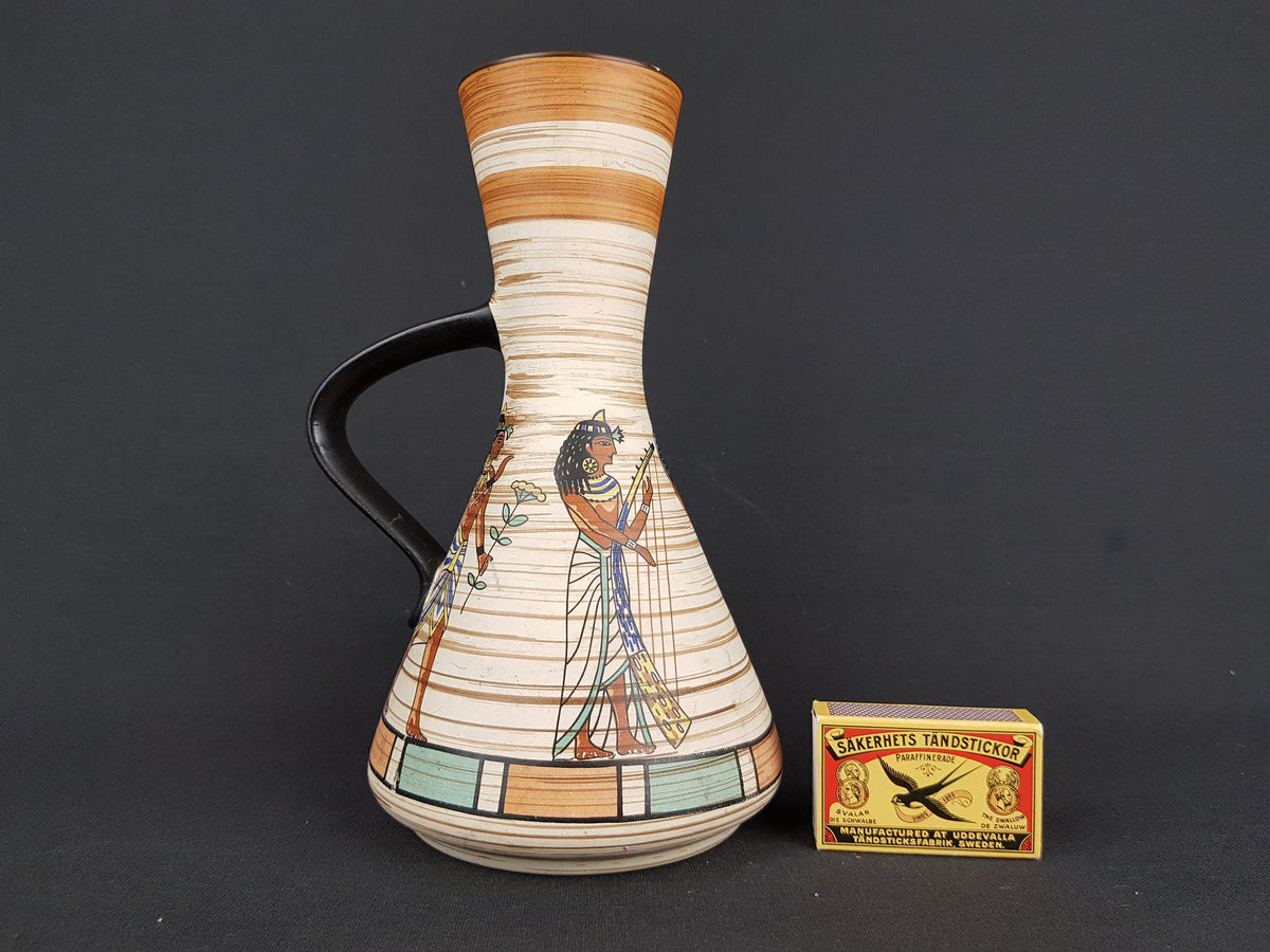 RARE Vintage DÜMLER & BREIDEN Vase 1346/22 with Egyptian decor West German Pottery 1960s Fat Lava Era