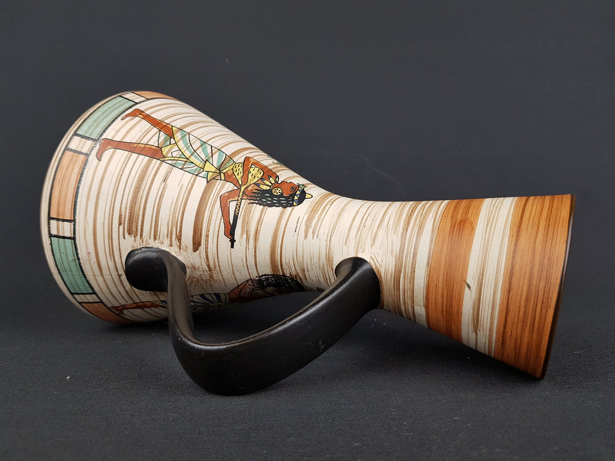 RARE Vintage DÜMLER & BREIDEN Vase 1346/22 with Egyptian decor West German Pottery 1960s Fat Lava Era