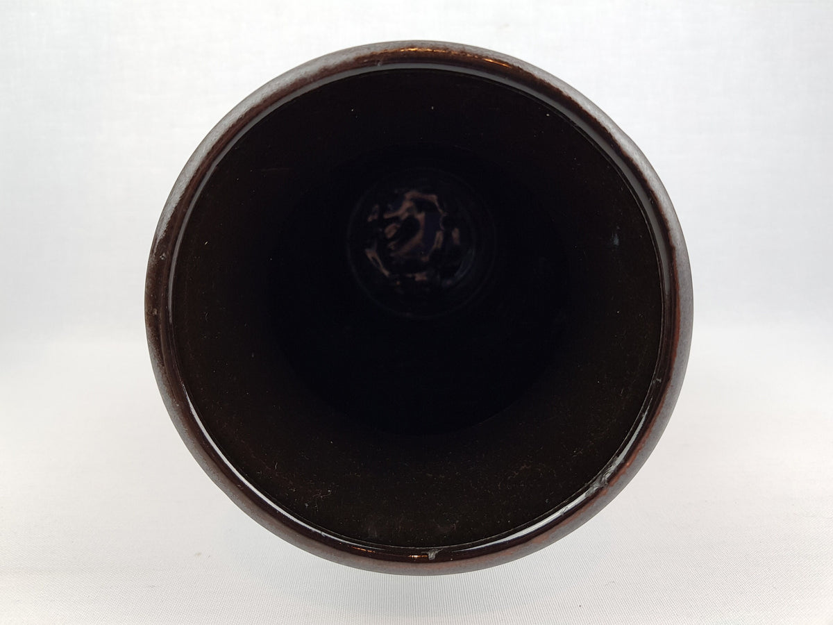 Vintage UBELACKER (Ü-Keramik) Brown with Red Relief Vase 1345 45 West German Pottery 1960s 1970s