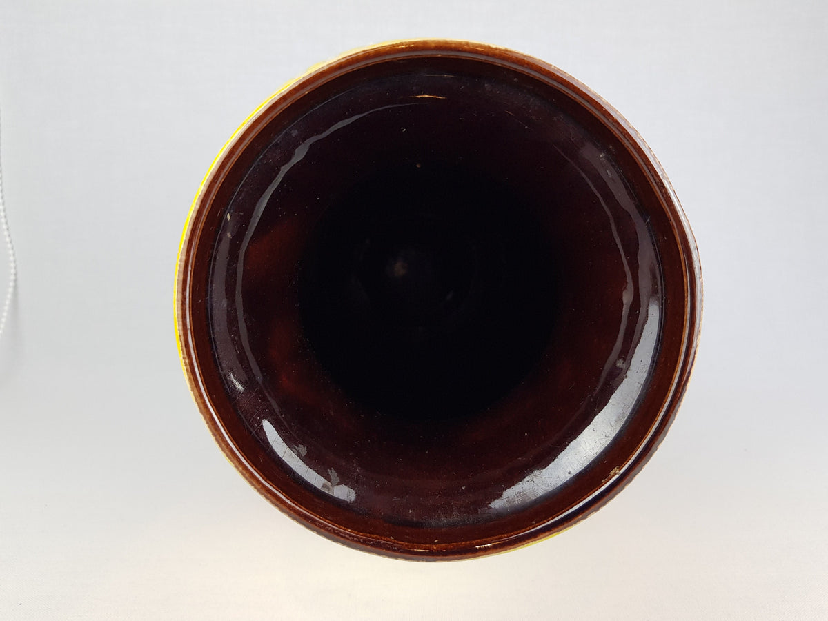 Vintage BAY KERAMIK Brown, Yellow and Orange Vase With White Fat Lava Decor 66 40 West German Pottery 1960s