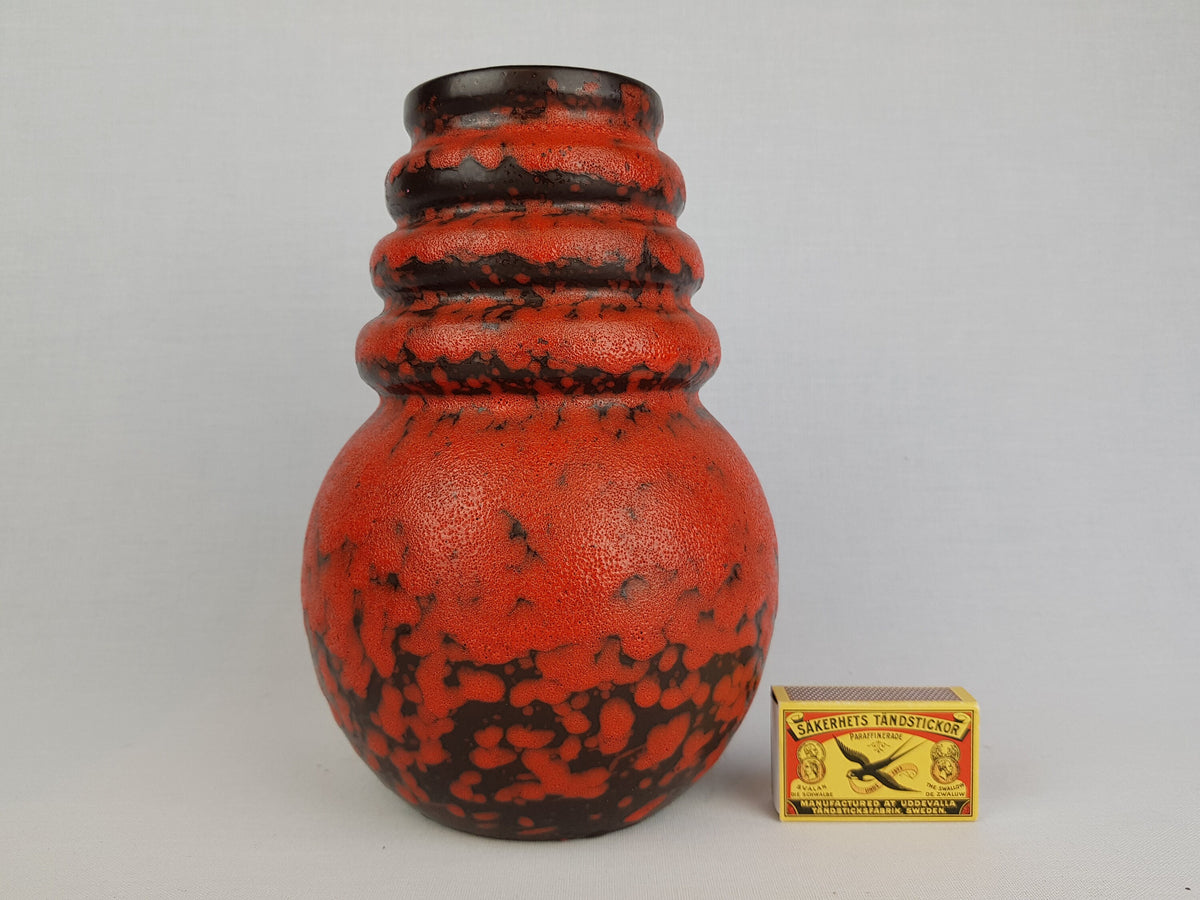 Vintage SCHEURICH KERAMIK Red and Black Vase Wien Vienna Serie 269 22 West German Pottery 1970s