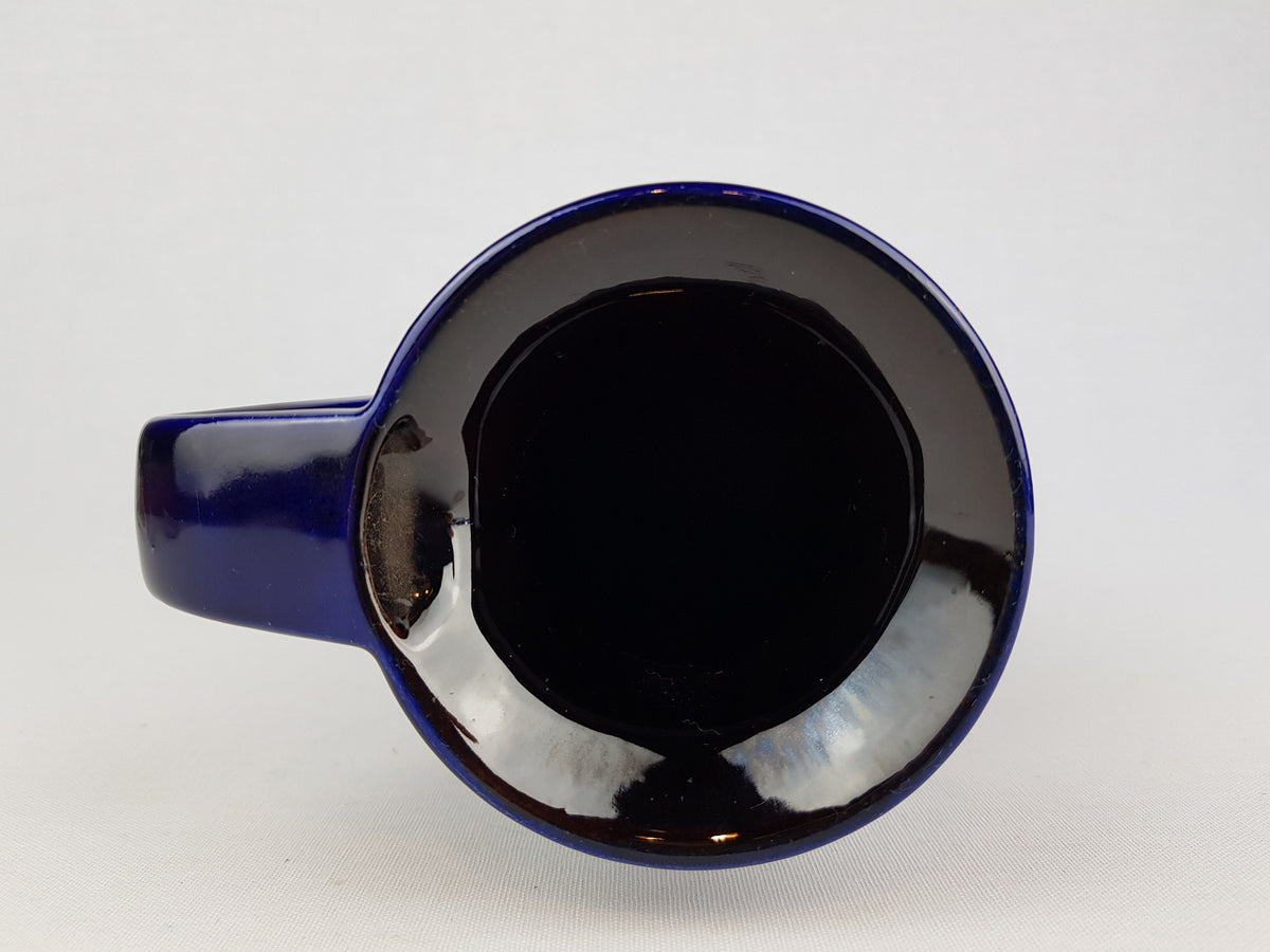 Vintage BAY KERAMIK Handled Blue vase with Narvik Decor, West German Pottery 1960s