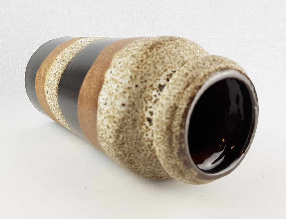 Vintage SCHEURICH KERAMIK Brown and Beige Fat Lava Vase 517-30 West Geman Pottery 1970s