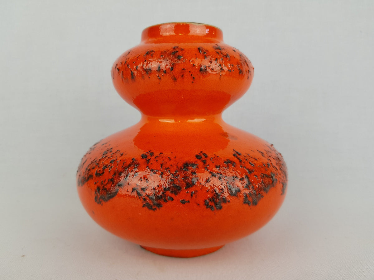 Vintage SPARA KERAMIK Orange Fat Lava Vase 266-15 West German Pottery 1970s