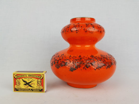 Vintage SPARA KERAMIK Orange Fat Lava Vase 266-15 West German Pottery 1970s
